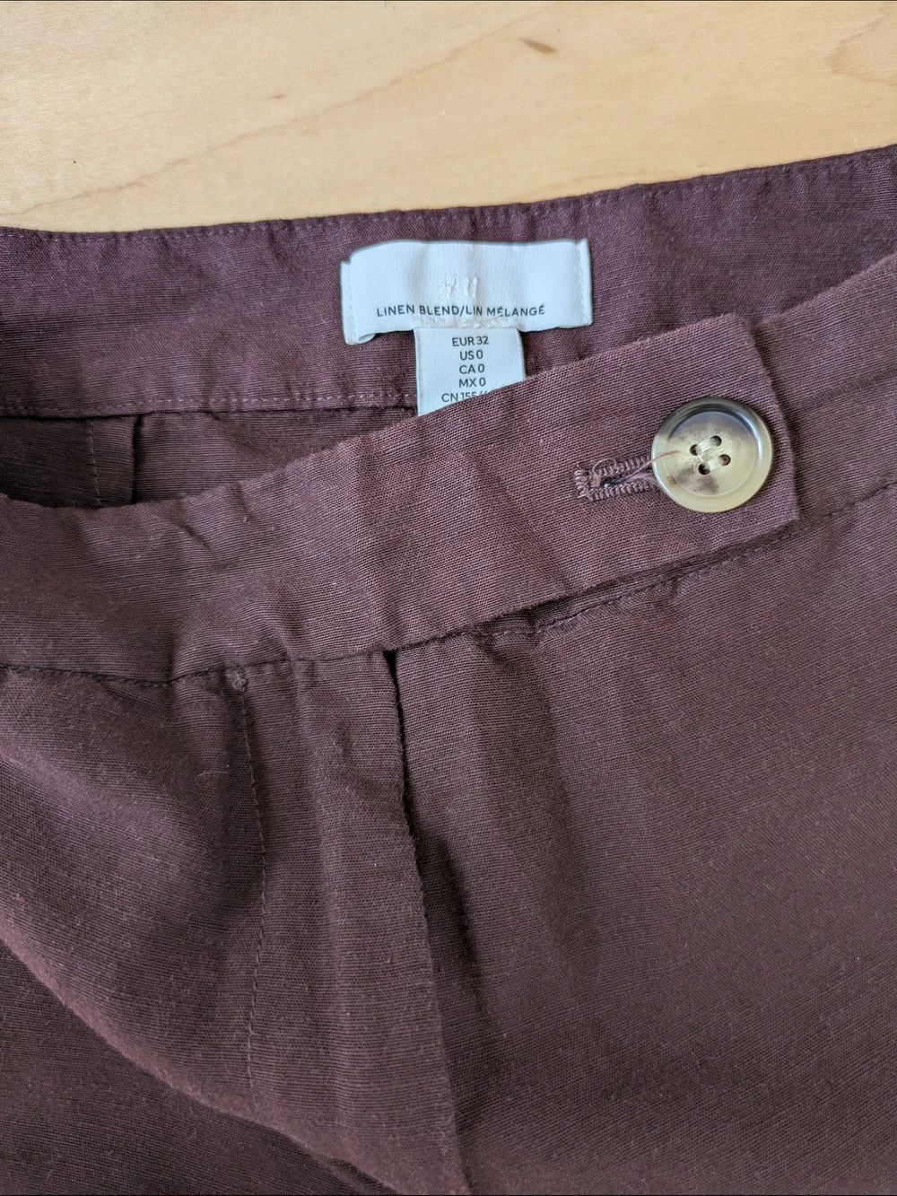 H&M Chocolate Brown Cropped Wide-Leg Linen-blend Trousers - Size 0