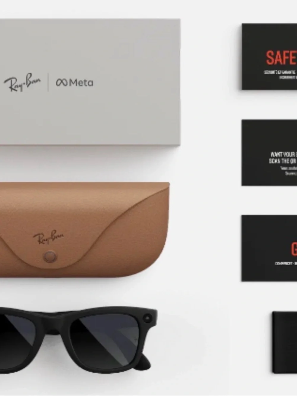 Ray-Ban Meta Smart Glasses in Black with Tan Case NEW-NOT OPENED