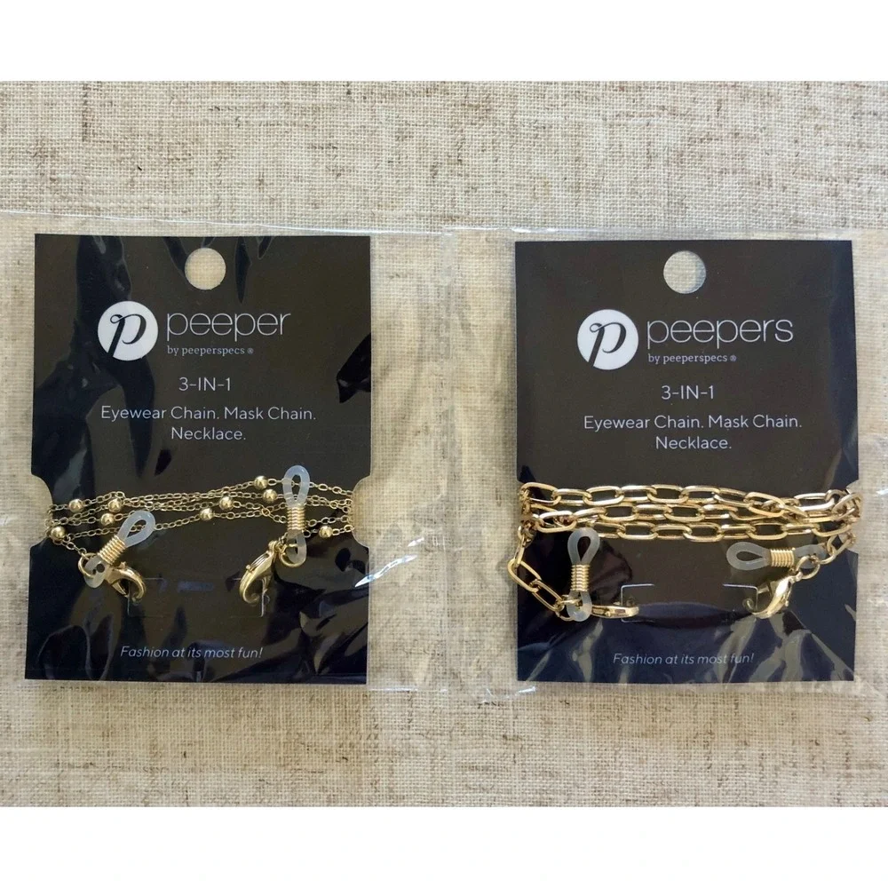 New 2 Peepers Gold Eye Glass Chain Holders