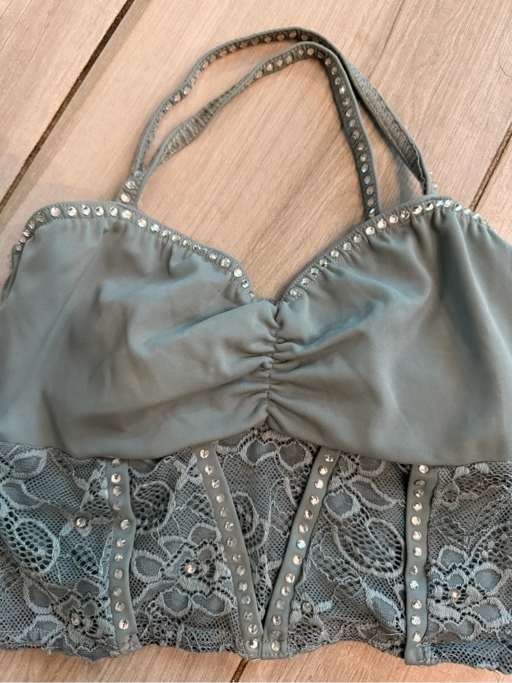 Teen Dance Costume Two-Piece Crop Top and High-Waist Brief in Sage