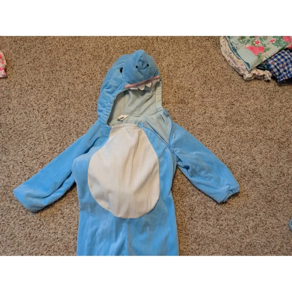 Baby Shark Fleece Halloween Costume, Jumpsuit Long Sleeves, Blue & White 2T / 3T