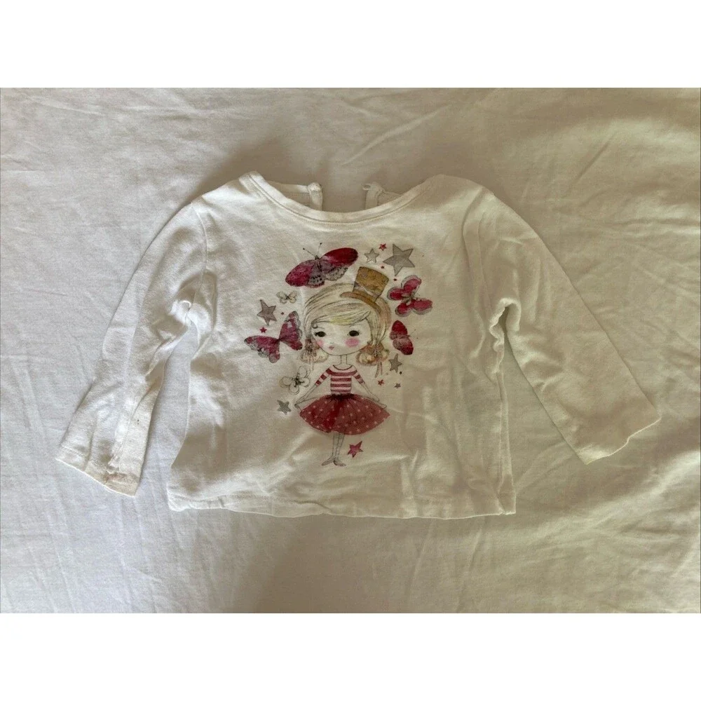 6-9 Months Zara baby girl clothes - one piece long sleeve shirt | person theme