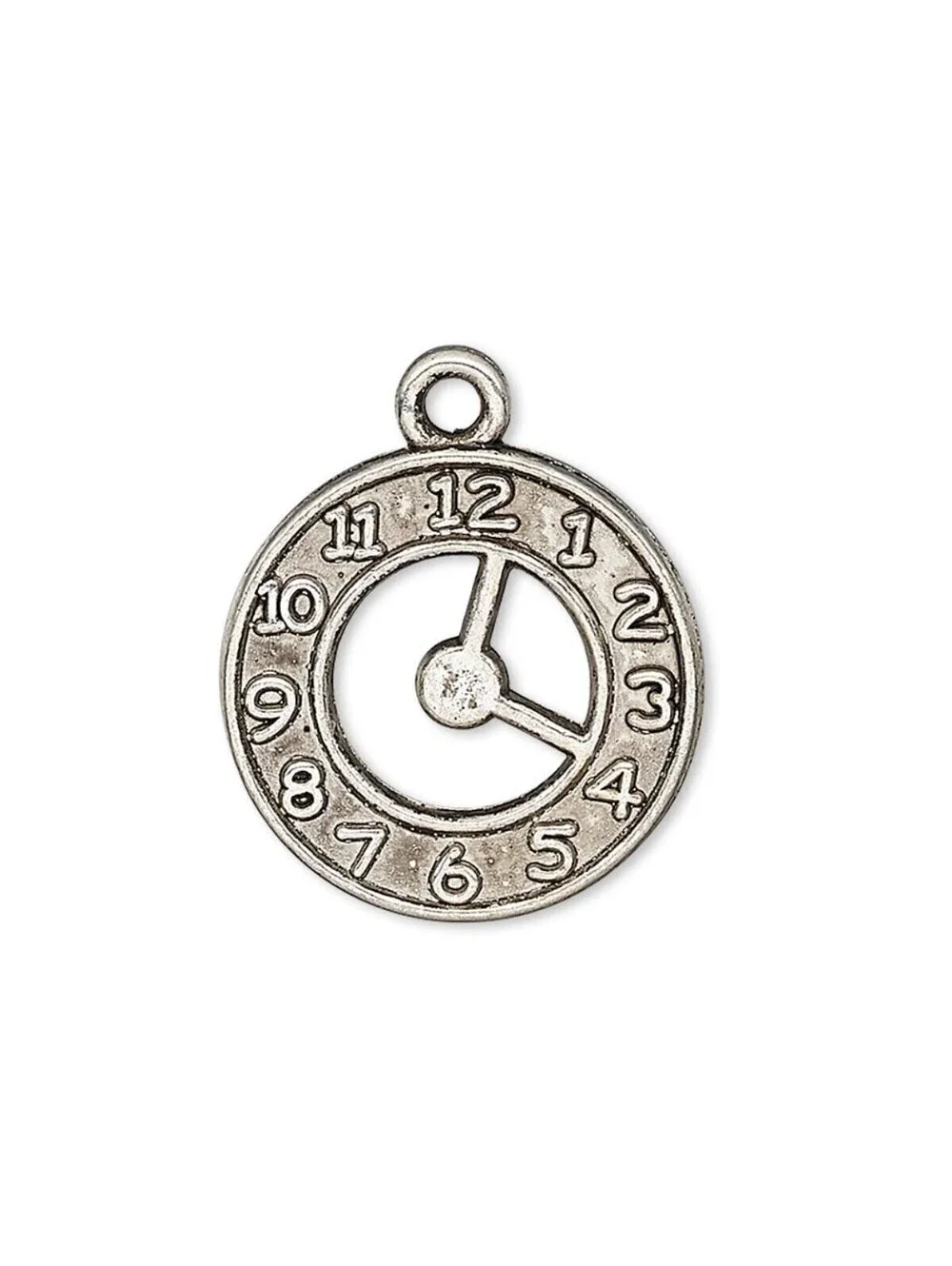 Antique Silver Pewter 18mm Open Analog Clock Face 2-Sided Charms Pendants 10 pcs