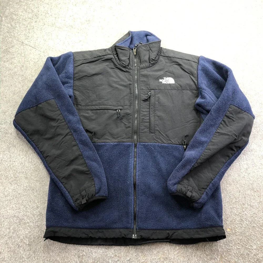 The North Face Jacket Mens Small Blue Black Fleece Full Zip Hiking Denali
