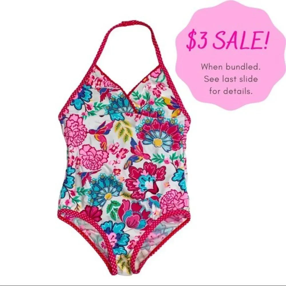 Floral Swimsuit Girls 5 One piece Colorful Bathing Pool Beach Summer Sun Water