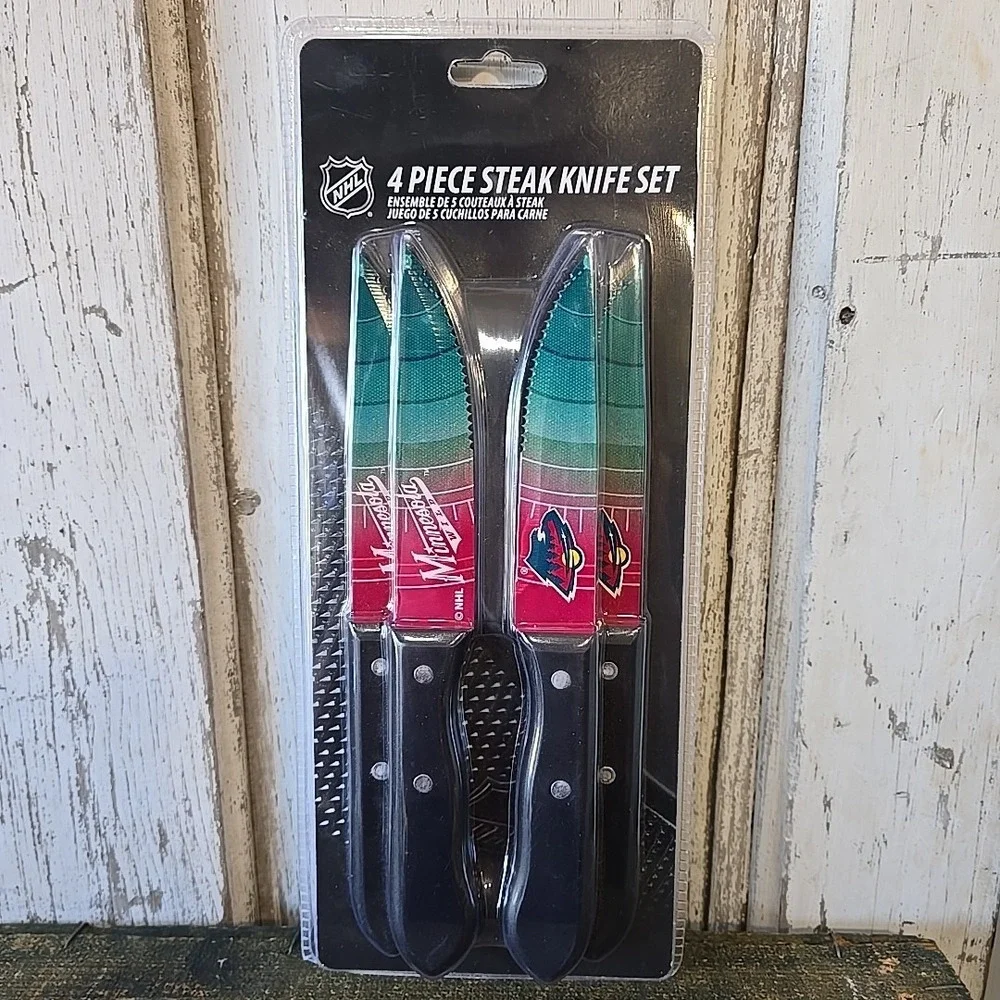 NHL‎ Minnesota Wild Steak Knife Set - 4 Pack Chef Kitchen Knives BRAND NEW