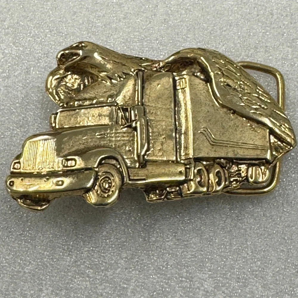 Gold Tone Eagle Trucker Truck Belt‎ Buckle Metal