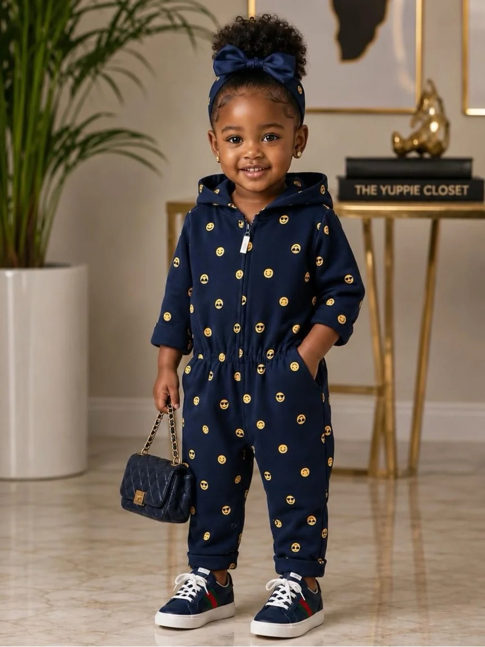 Carter’s Navy Blue Emoji Smiley Face Hooded Zip Jumpsuit