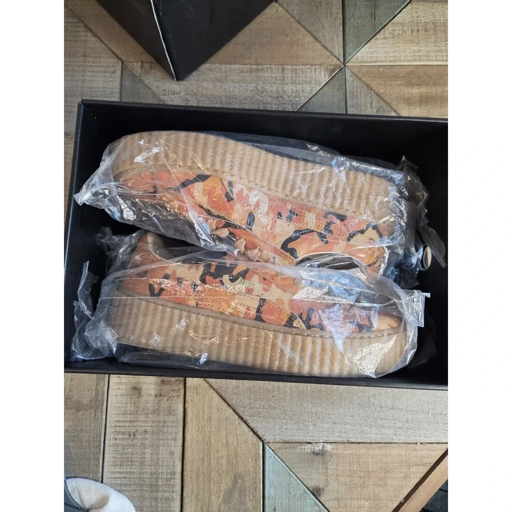 Puma x Fenty Rihanna Orange‎ Camo Leather Platform Creepers Women's 8 NEW