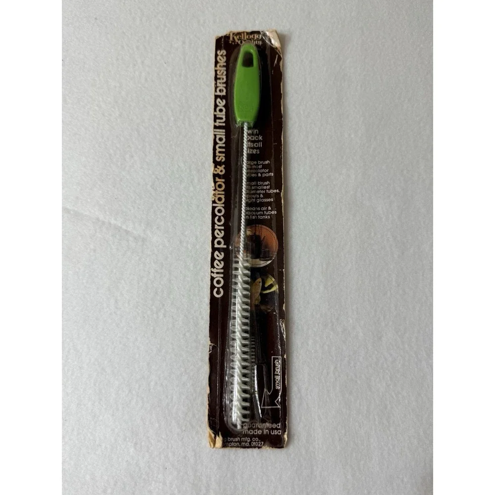 VINTAGE KELLOGG BRUSH CO 2 PC‎ PERCOLATOR & SM TUBE BRUSHES Green