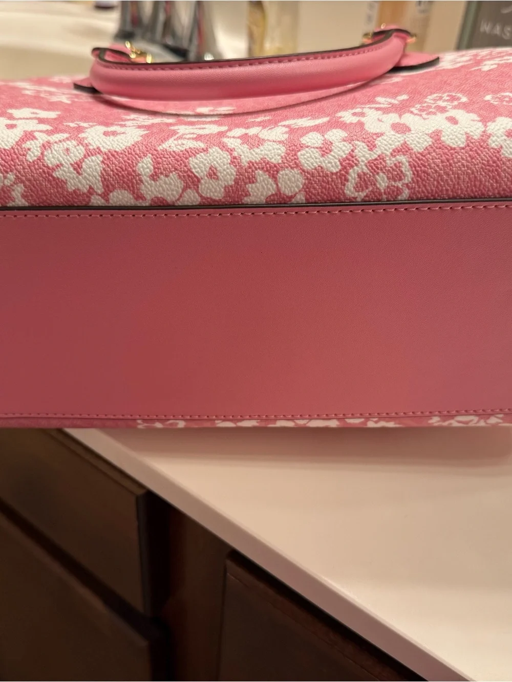 Michael Kors Pink Floral Satchel with Gold Hardware