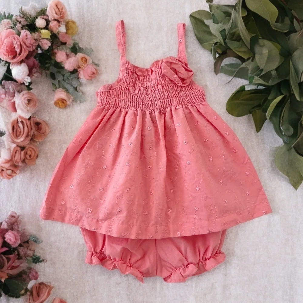 Park Bench Kids Pink Matching Floral Set | Baby Girl 6 Months