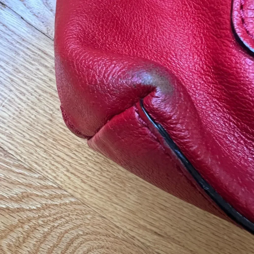 Kate Spade Allen St Raquel Satchel Red Leather Purse with Detachable Strap
