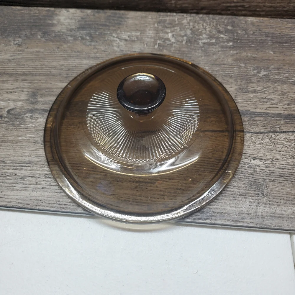 Pyrex Corning Visions Amber Glass Replacement Lid #V-1-C‎ 6 3/8