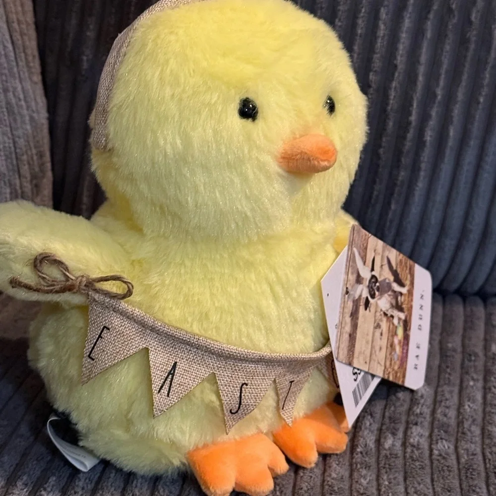 Rae Dunn Weighted Yellow Plush Chick with Bunny Ears - NWT