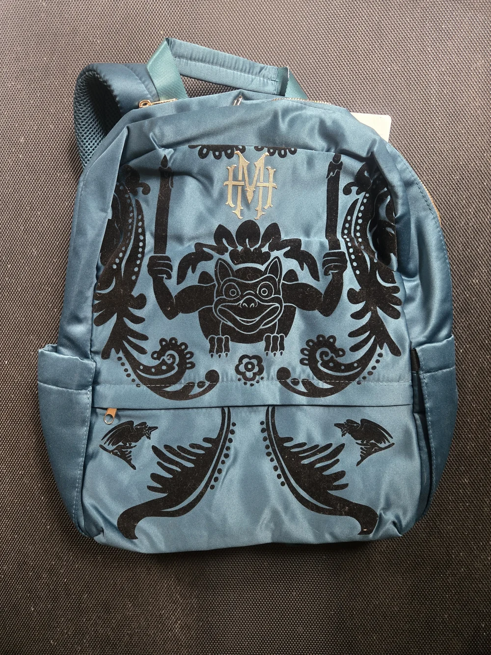 Disney Haunted Mansion Teal Backpack with Black Velvet NWT