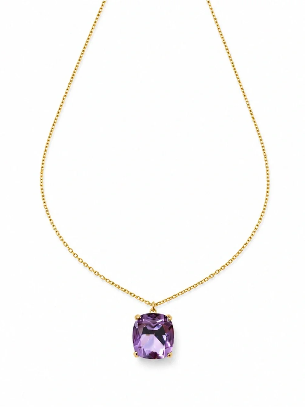 Tory Burch Gold Tone Purple Crystal Pendant Necklace Adjustable Chai