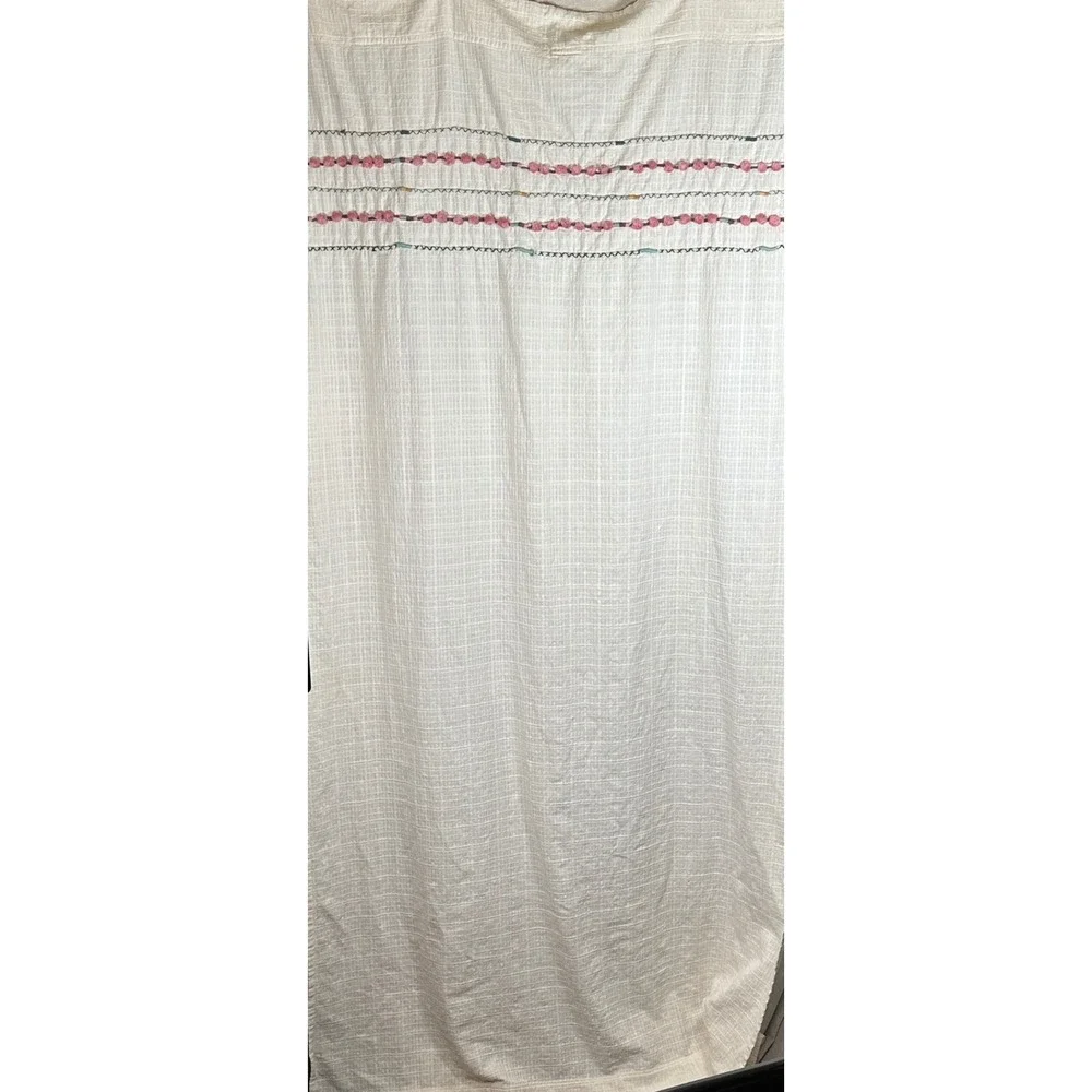 Anthropologie Embroidered Pom Pom Curtain Panel Pair Cream Ivory 50x96 Boho‎