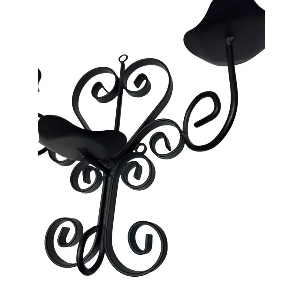 Wrought Iron Wall Candle‎ Holder Sconce Scroll 3 Arm Gothic Decor