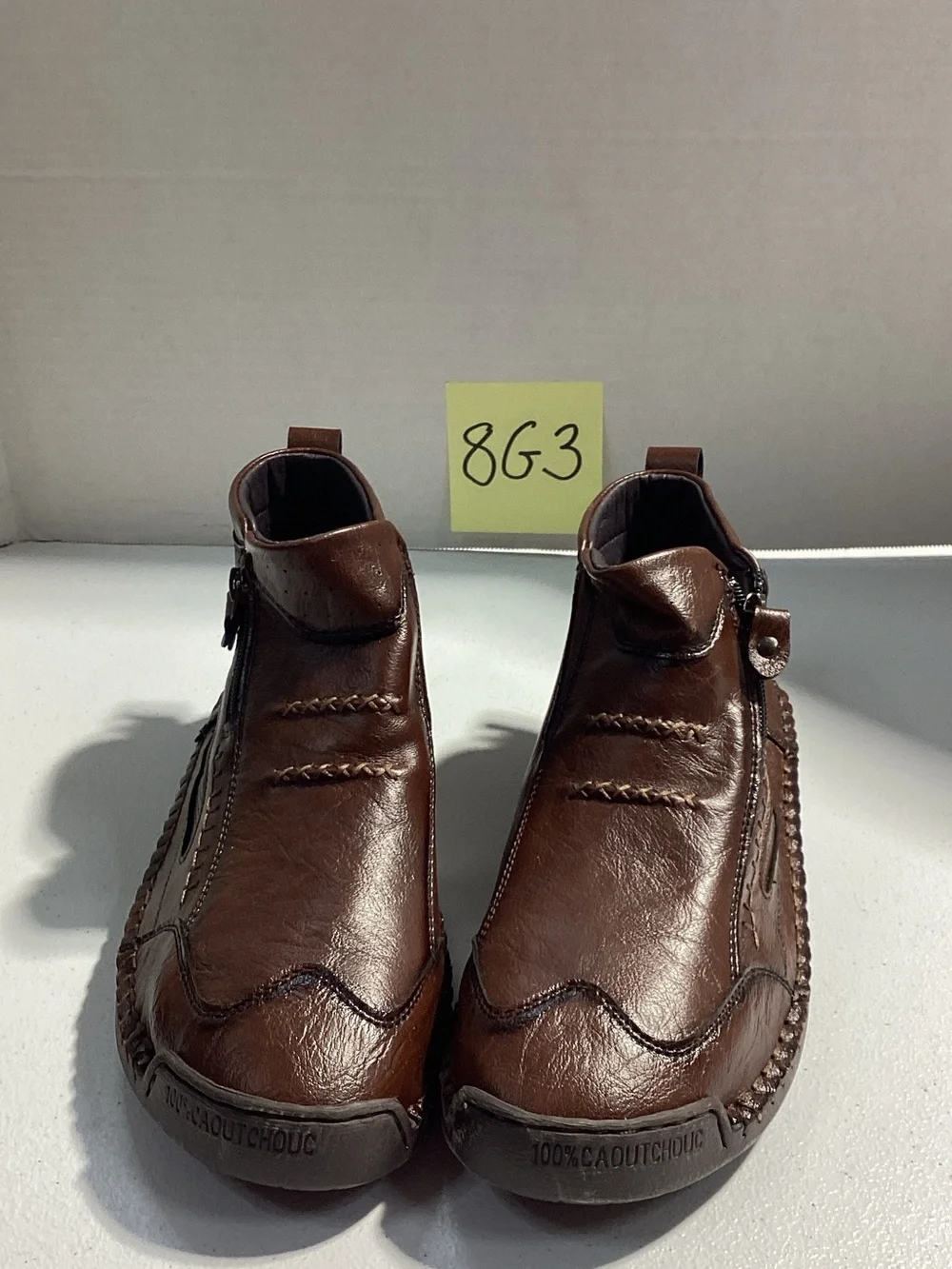 Men's Casual Brown Leather Zip-Front Shoes