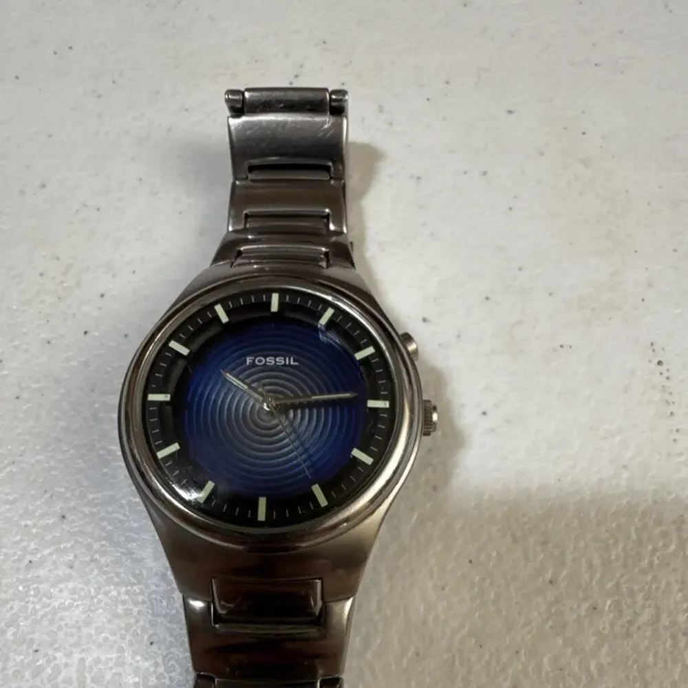Fossil Men's Kaleido JR-8103 Sunburst Blue Swirl Dial/Green New Batteries (B20)