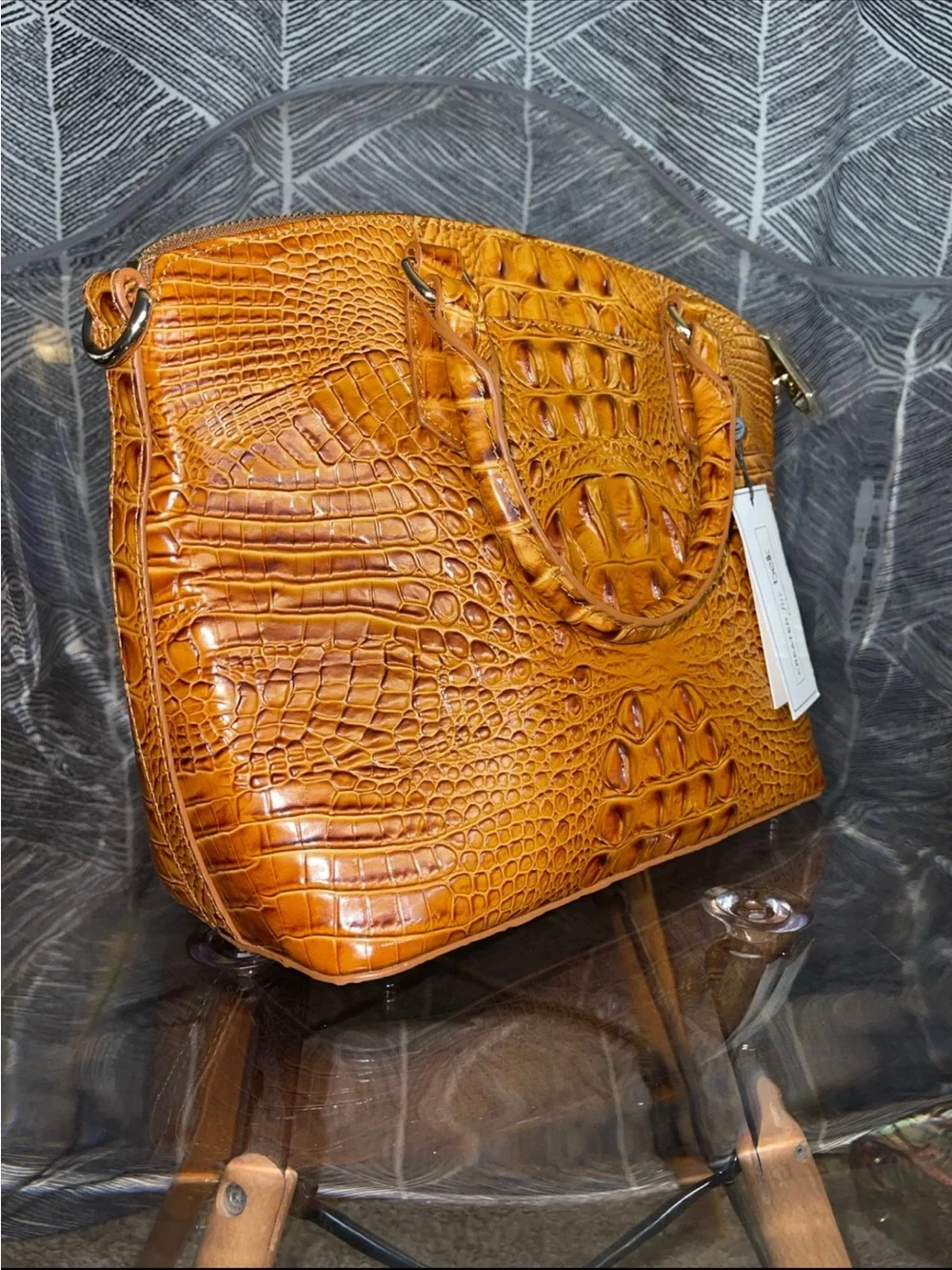 Brahmin croc embossed