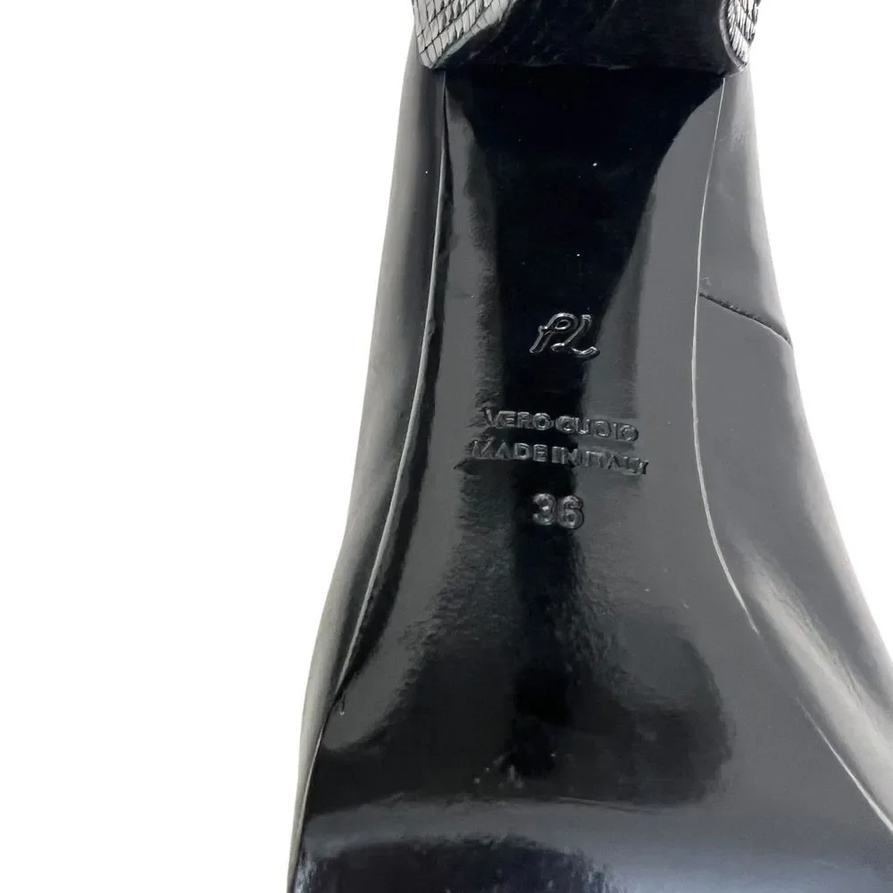 3.1 Phillip Lim Women Platform Pumps Black Leather Textured Cone‎ Heel Sz 6
