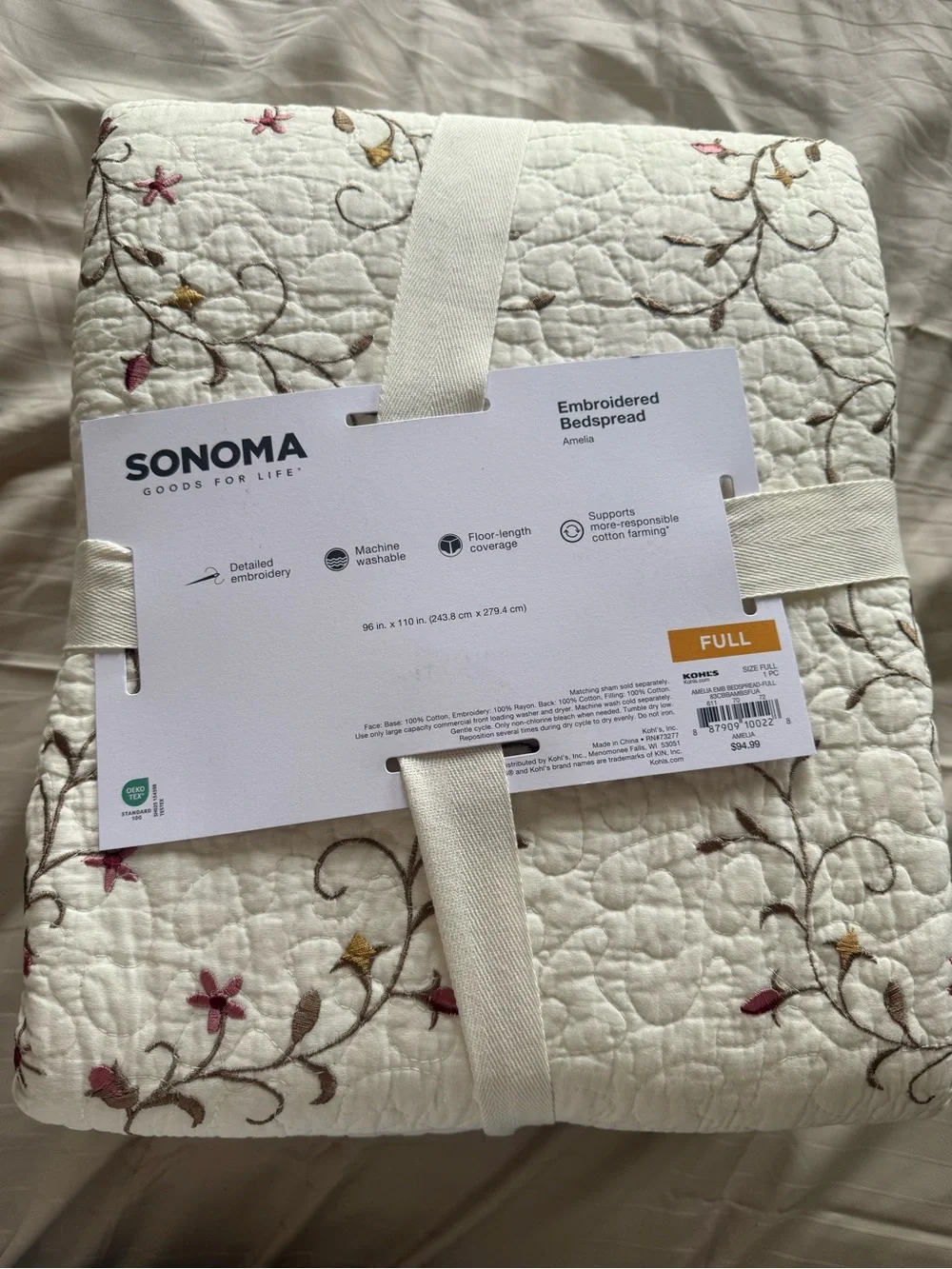 Sonoma cream bedspread