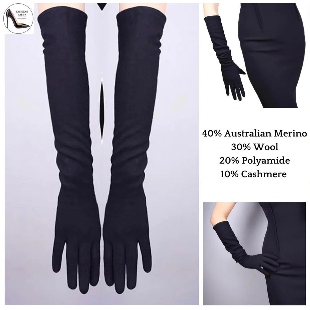 Cashmere & Wool Blend Gloves 20 inch