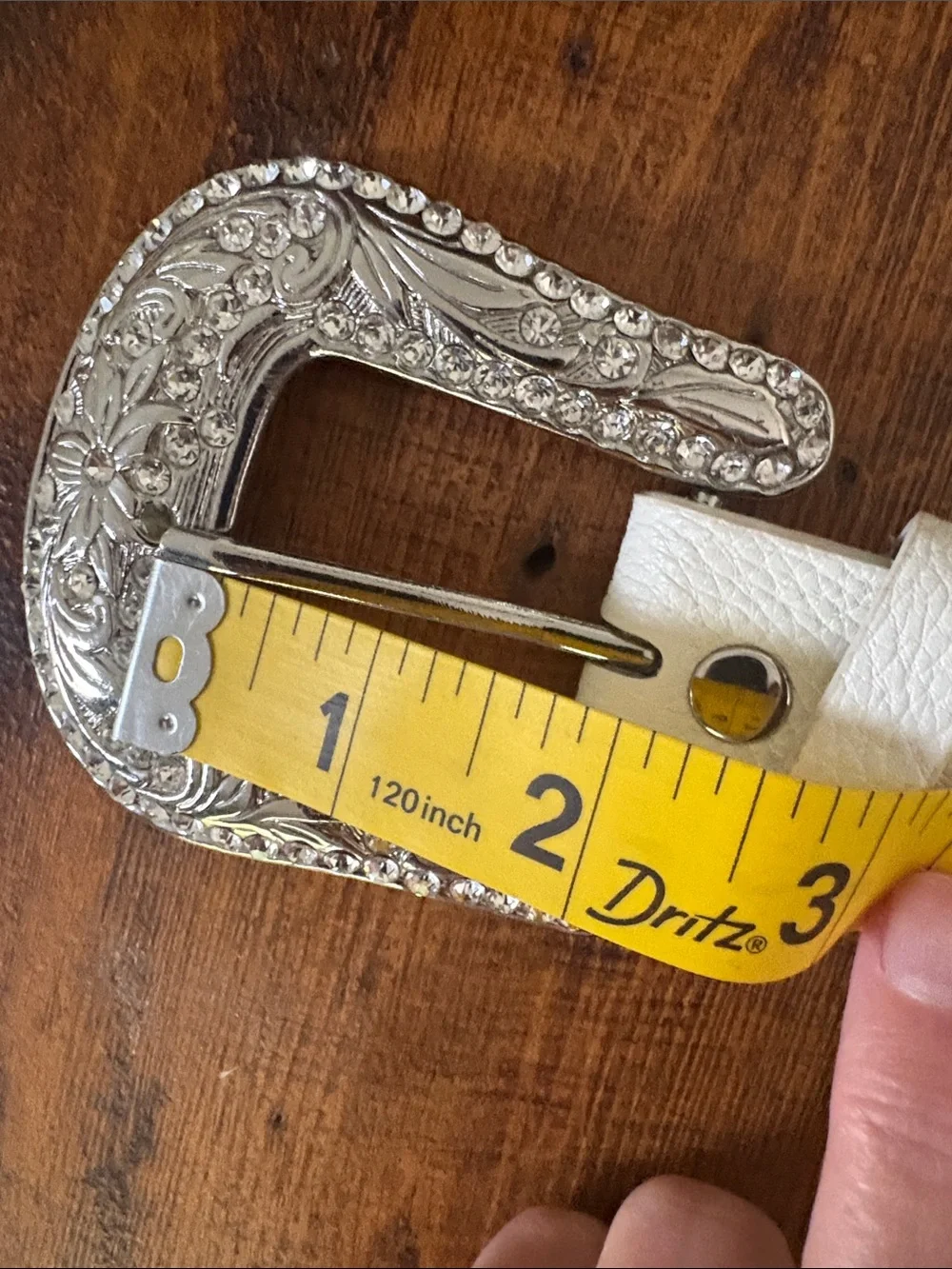 BKE Rhinestone Leather Western Crosstitch Western Festival Belt White Sz XL