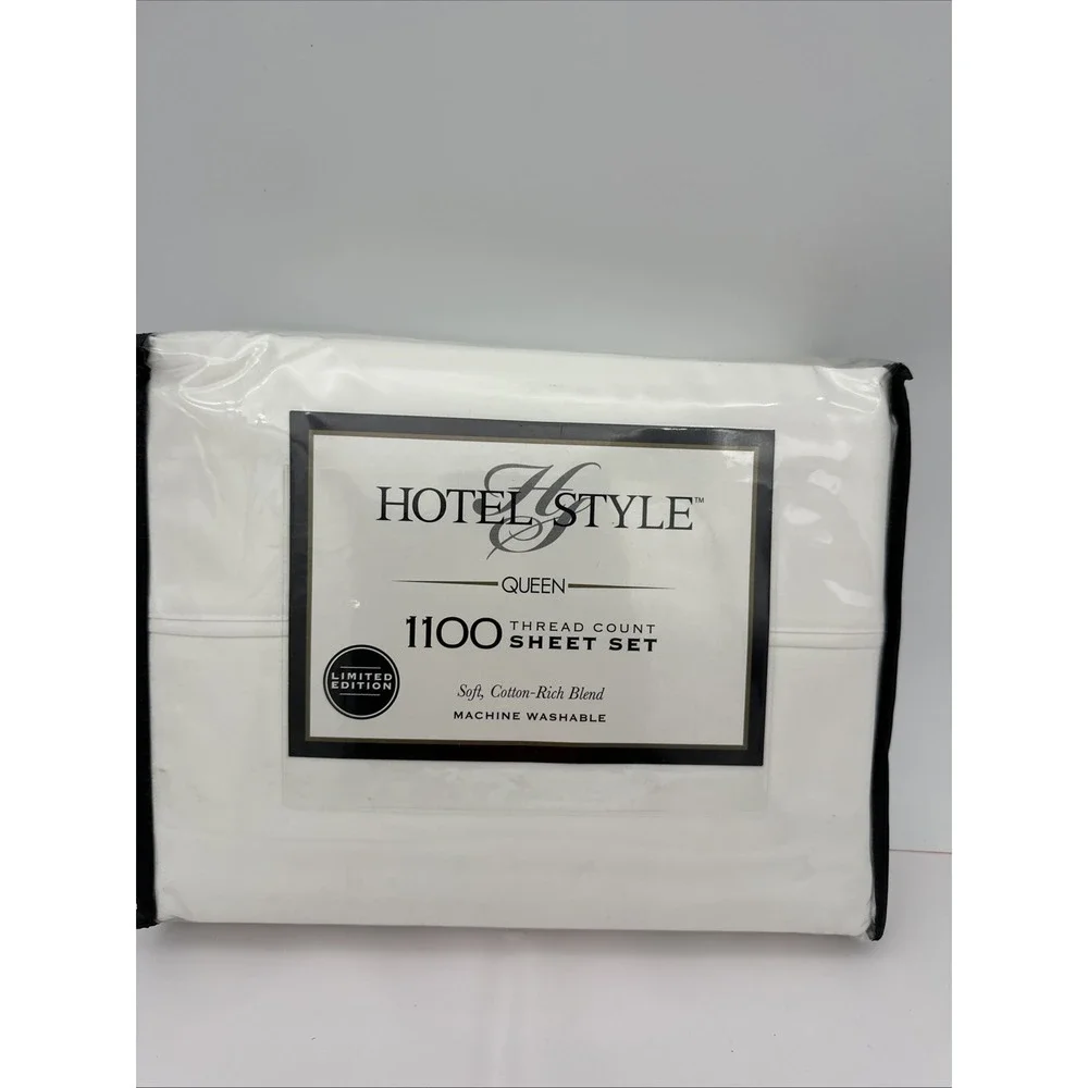 Hotel Style Queen 1100 Thread Count Sheet Set - White Soft Cotton Blend - New