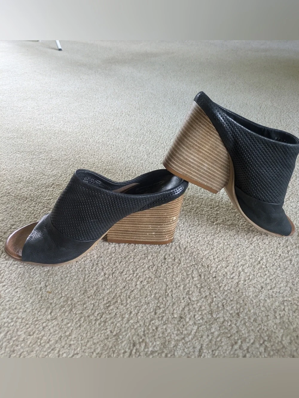 Miz Mooz black peep toe sandal wedges