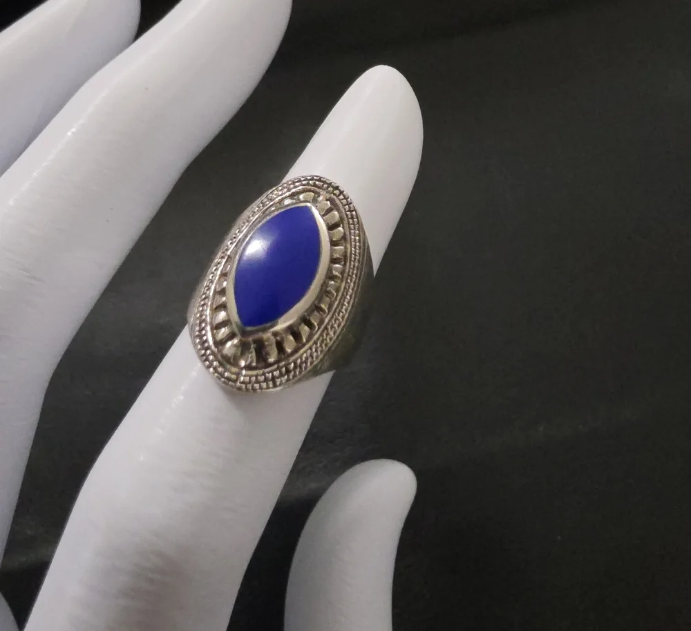 925 Blue Stone Signet Ring