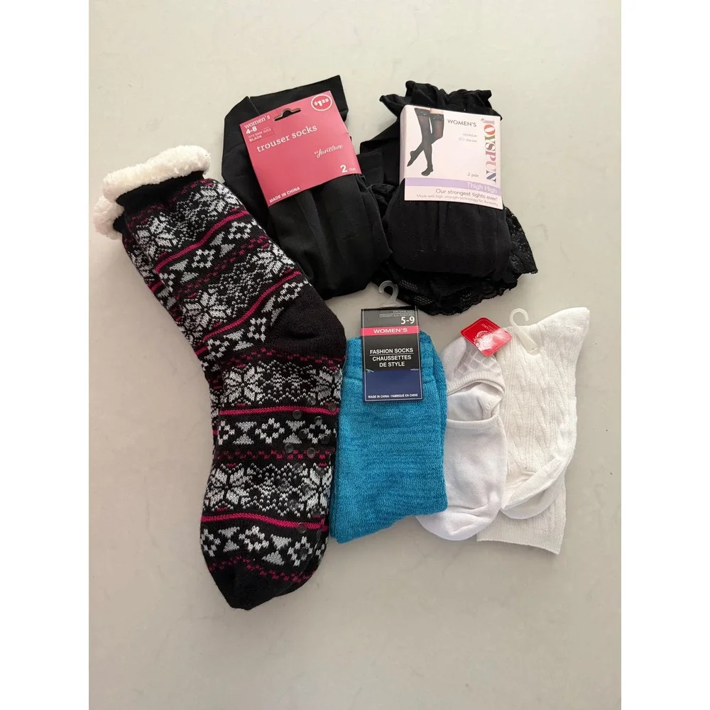 Womens Sock Bundle Joyspun Thigh Highs Sweater Socks Trouser‎ Socks 5 Pair Set