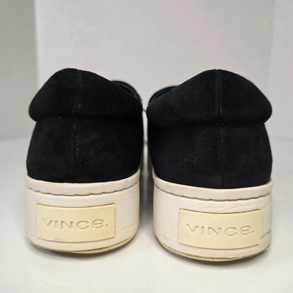 Vince Women US 8 EUR 38 Warren Black Suede Platform Slip On Sneakers‎ Shoes