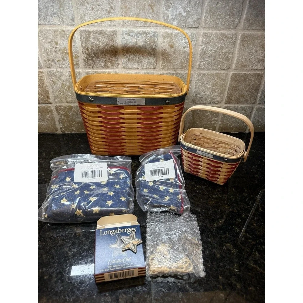 Longaberger Collectors‎ Club 2001 Whistle Stop Basket USA Plastic & Fabric Liner
