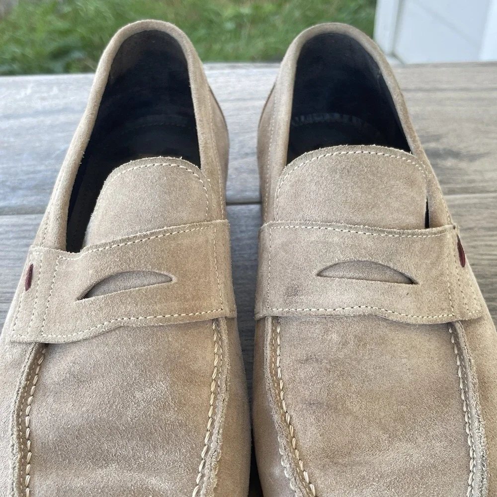 Bruno Magli Penny Loafers Shoes Mens 7 M Brown Suede Leather Dress Slip On Italy