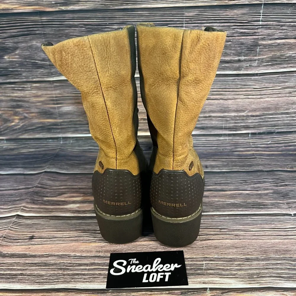 Merrell‎ Chateau Mid Lace Brown Leather Snow Heeled Boots
