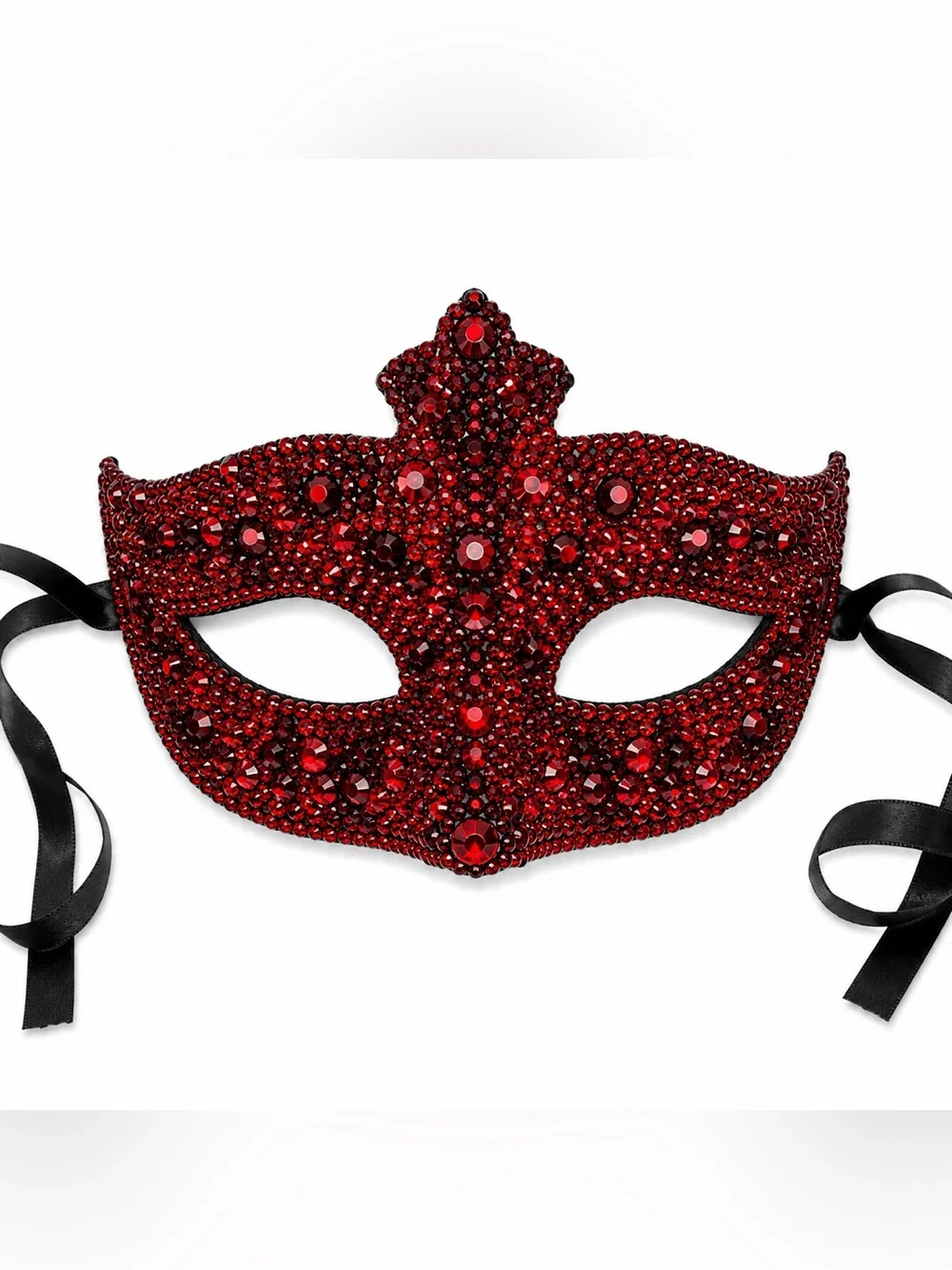 Siam Red & Siam Red AB Iridescent Masquerade Face Mask With Ribbon Ties New