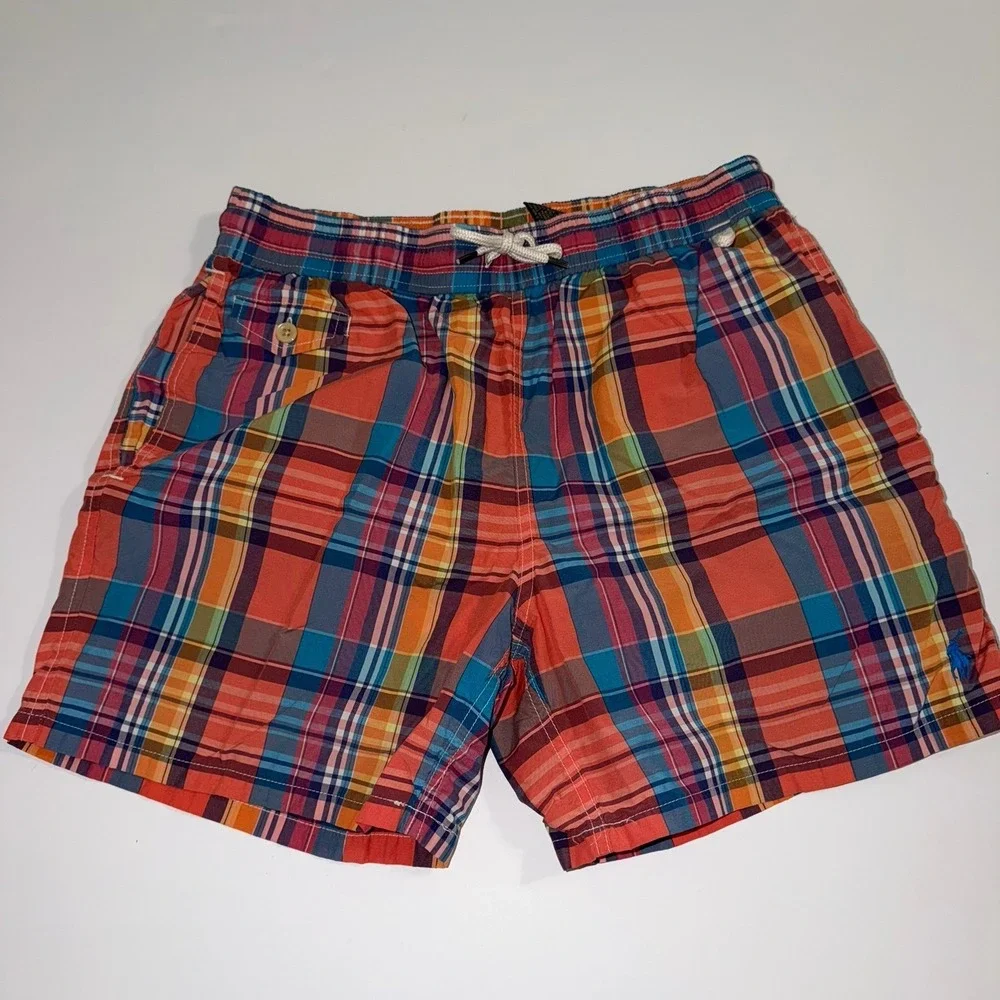 Polo Ralph Lauren Swim Trunks‎ Mens Medium Multicolor Plaid Madras Mesh Lined