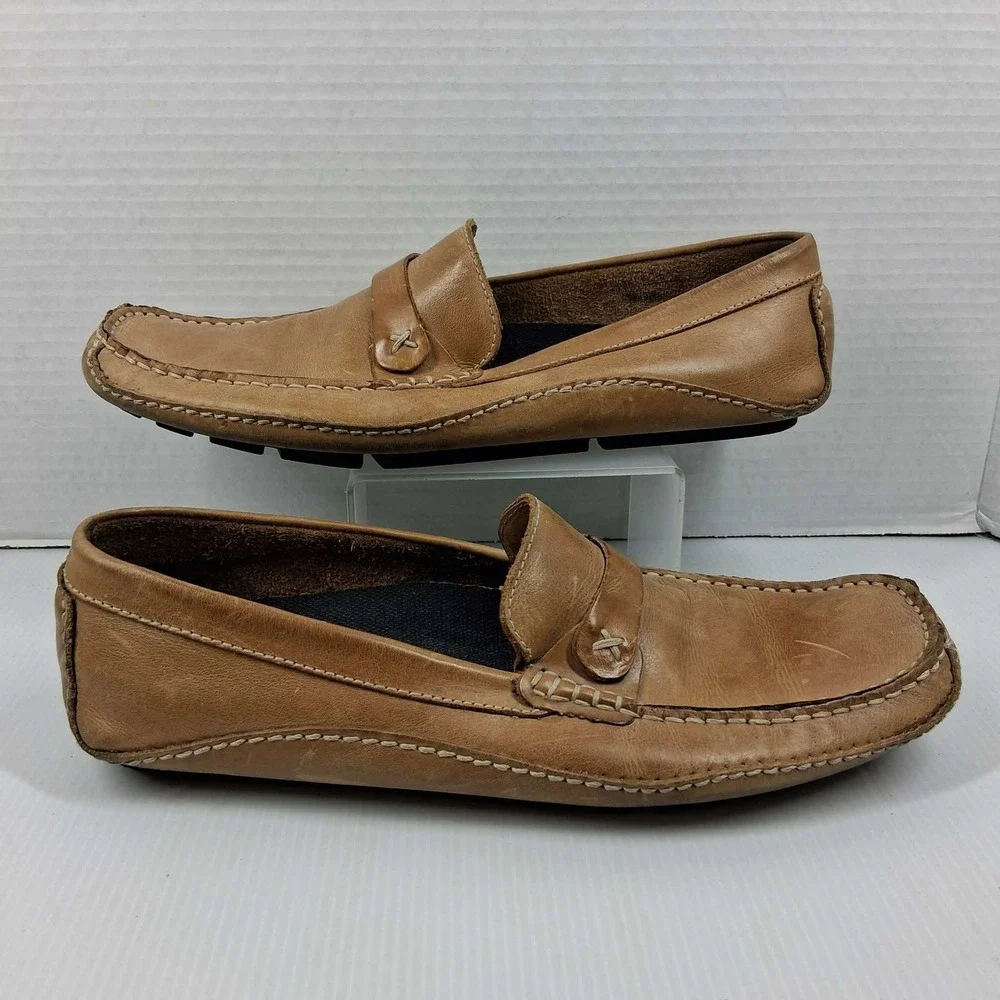Red Wing Shoes Mens 9.5M Tan Leather Driving‎ Loafers Moc Toe Slip On Brazil