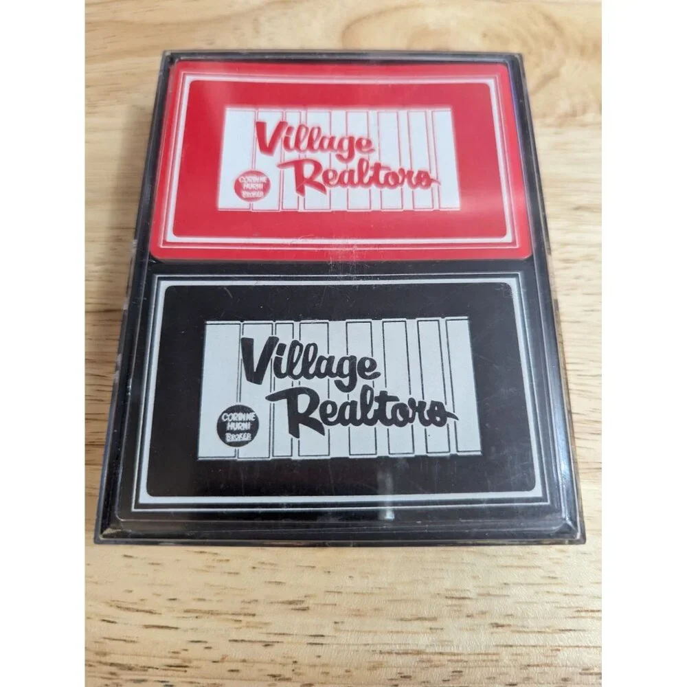 Vtg 2 deck of playing cards Village‎ Realtors Red & Black complete