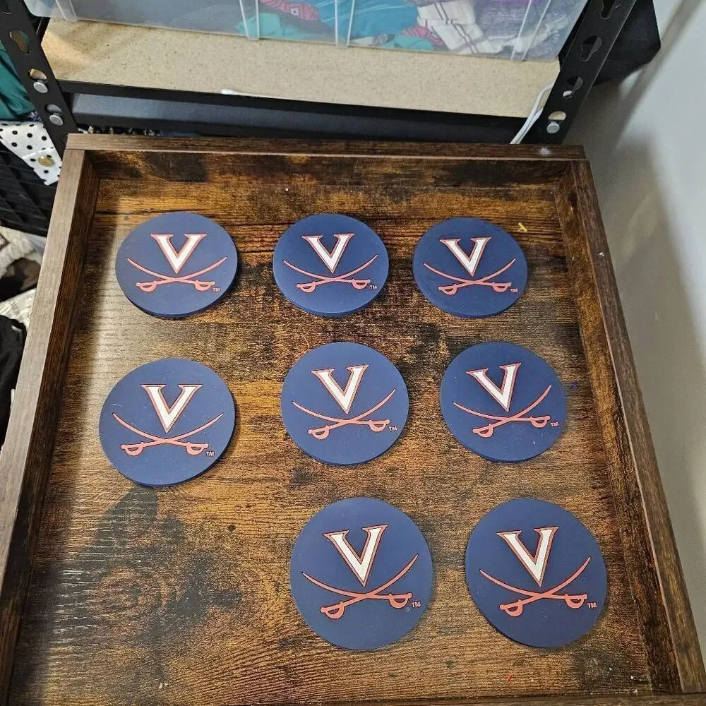 Set of 8 UVA Virginia Cavaliers Vinyl Drink Coasters Blue Sabra