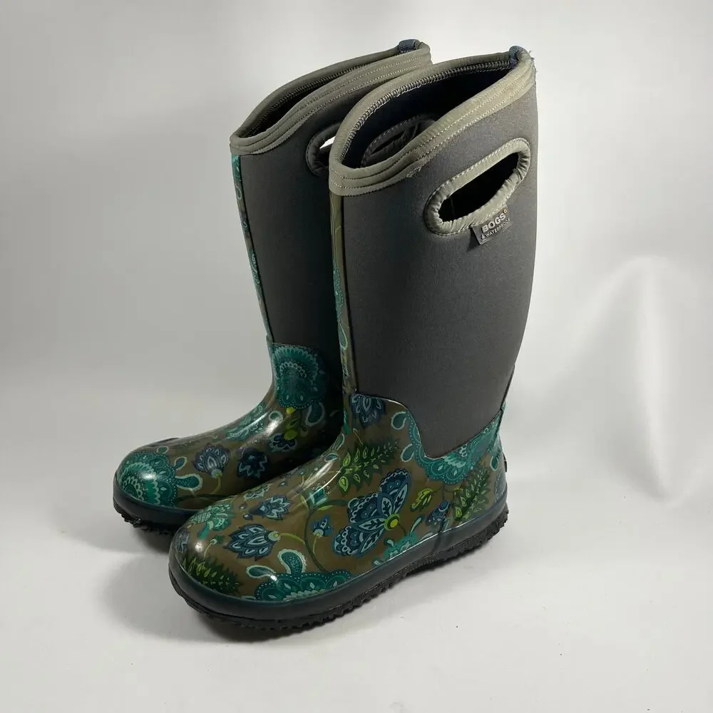 Bogs Classic Winter Blooms Tall Waterproof Boots 7 Outdoor Neoprene Winter