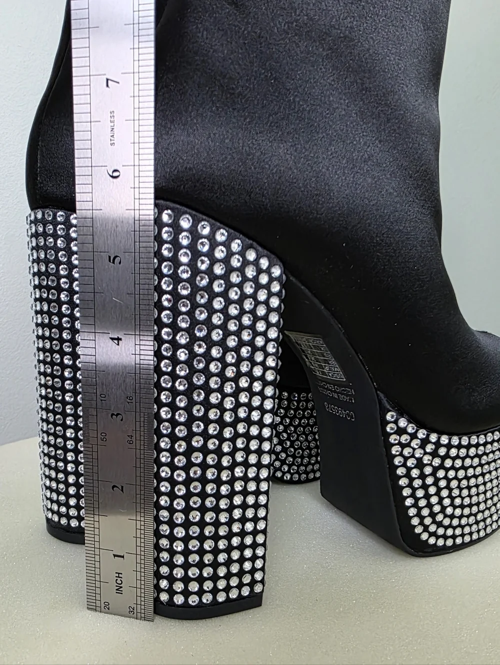 ​💎 Forever 21 Black Satin Rhinestone Platform Booties 💎 - Size 7.5