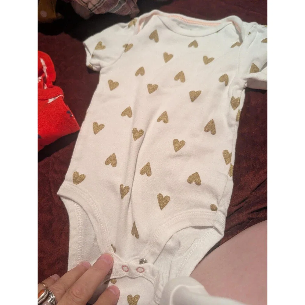 Cloud Island Baby Bodysuit 3-6M with Gold Heart Print - Free Shipping