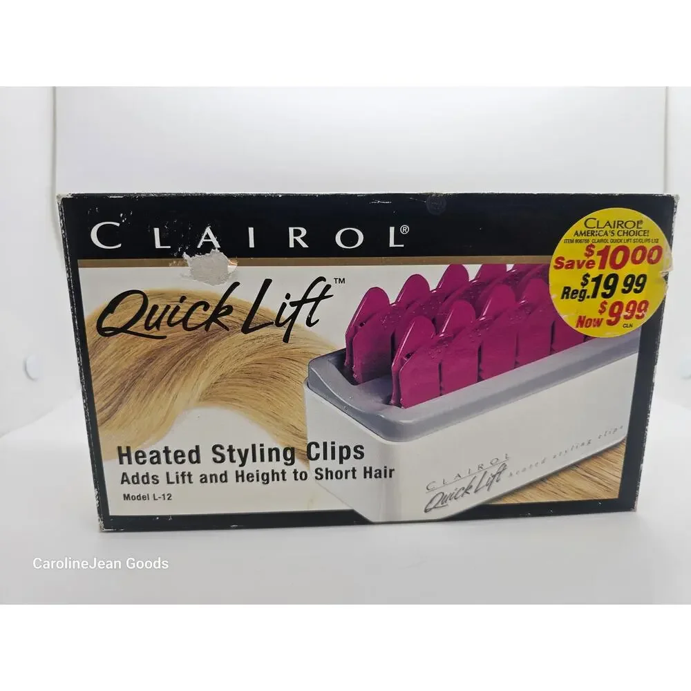 Open Box‎ Vintage Clairol Quick Lift Heated Styling Clips Model L-12 NOS 90s