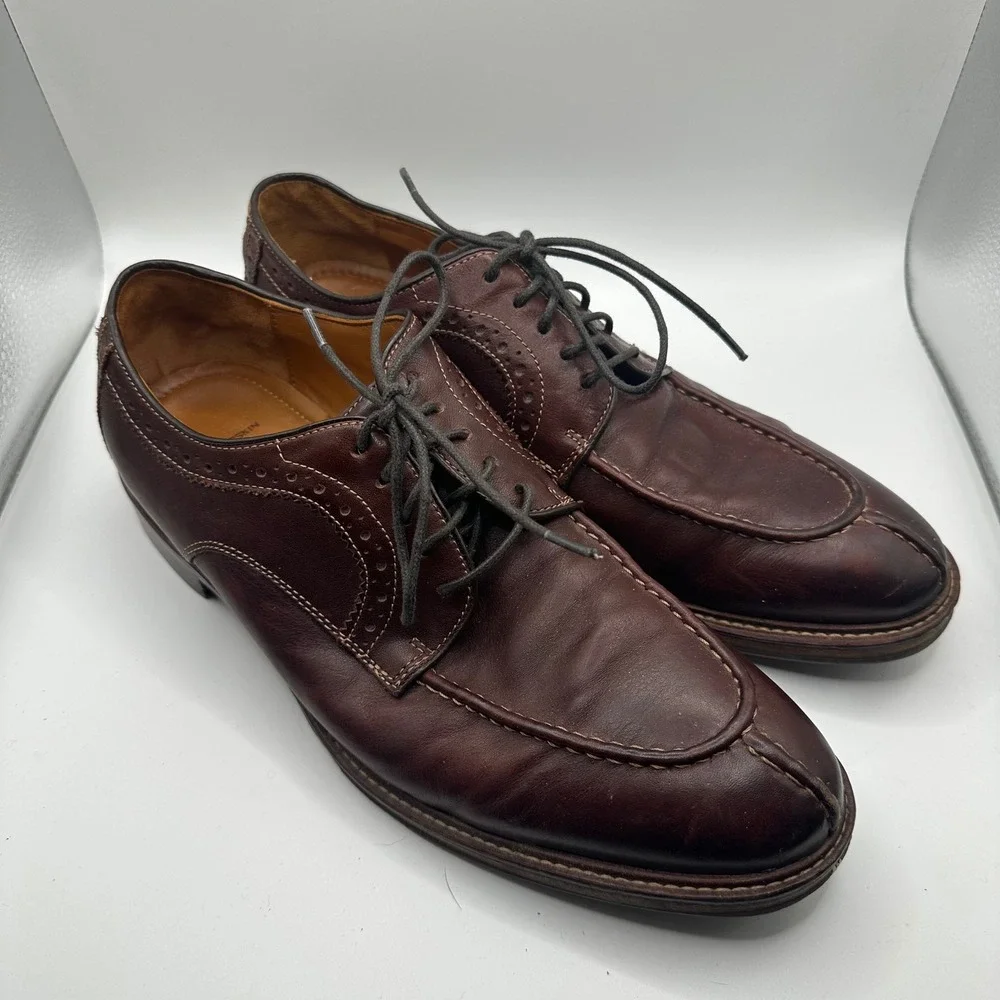 Johnston & Murphy red Brown Leather Wingtip Derby Dress Shoes Men's‎ 8.5 D