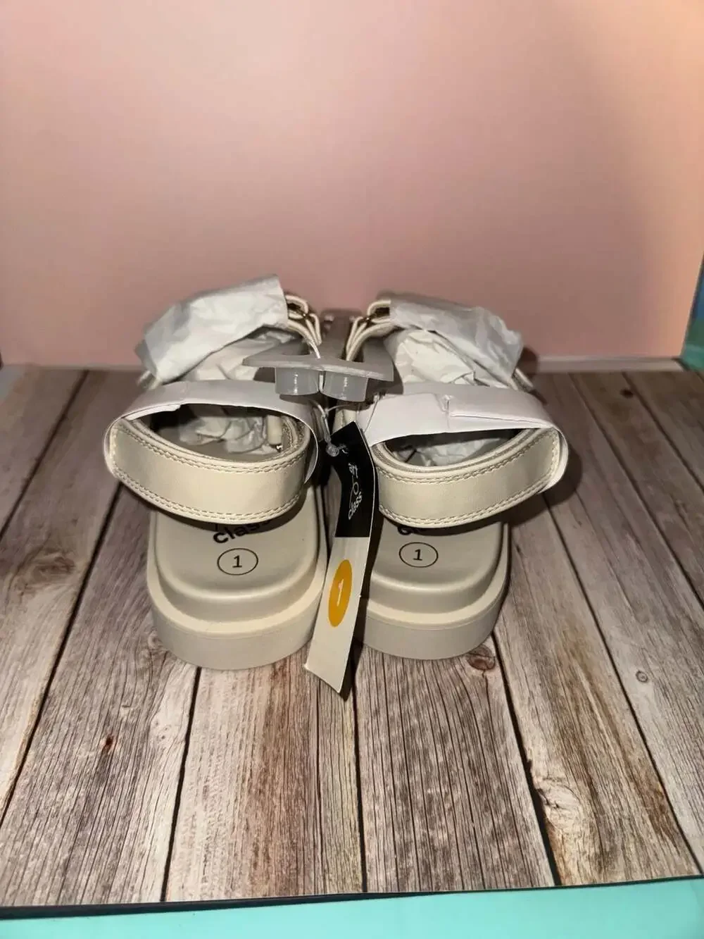 Art Class Girls' Triple Strap Platform Sandals, Cream, Size 1