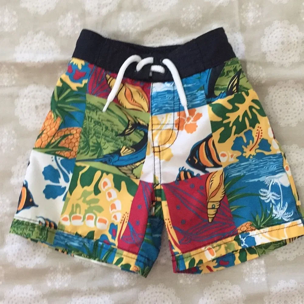 Gymboree Swim Trunks Board Shorts  6-12 Months Tropical